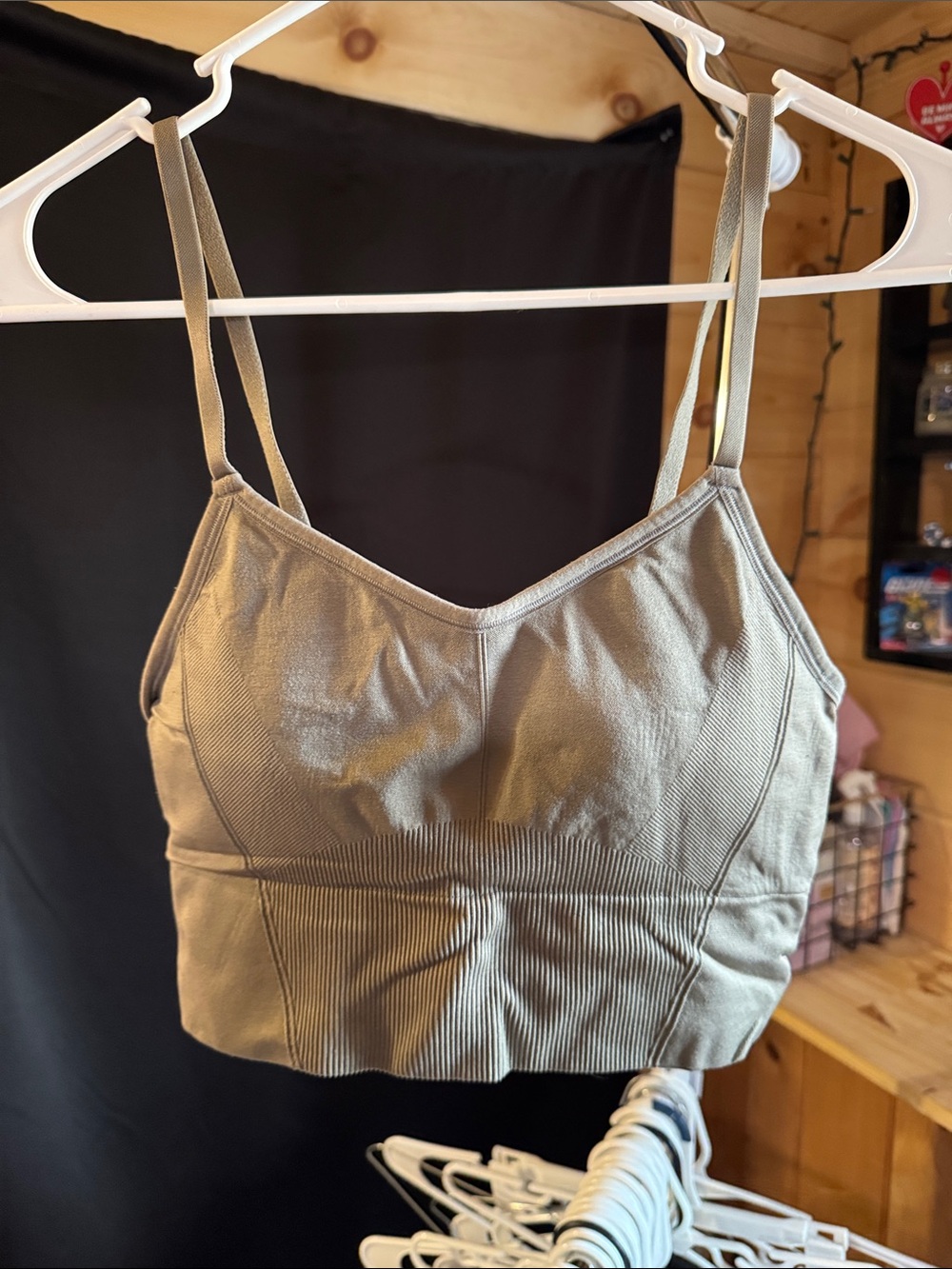 Women’s Ribbed Bralette Crop Tank Top - Olive